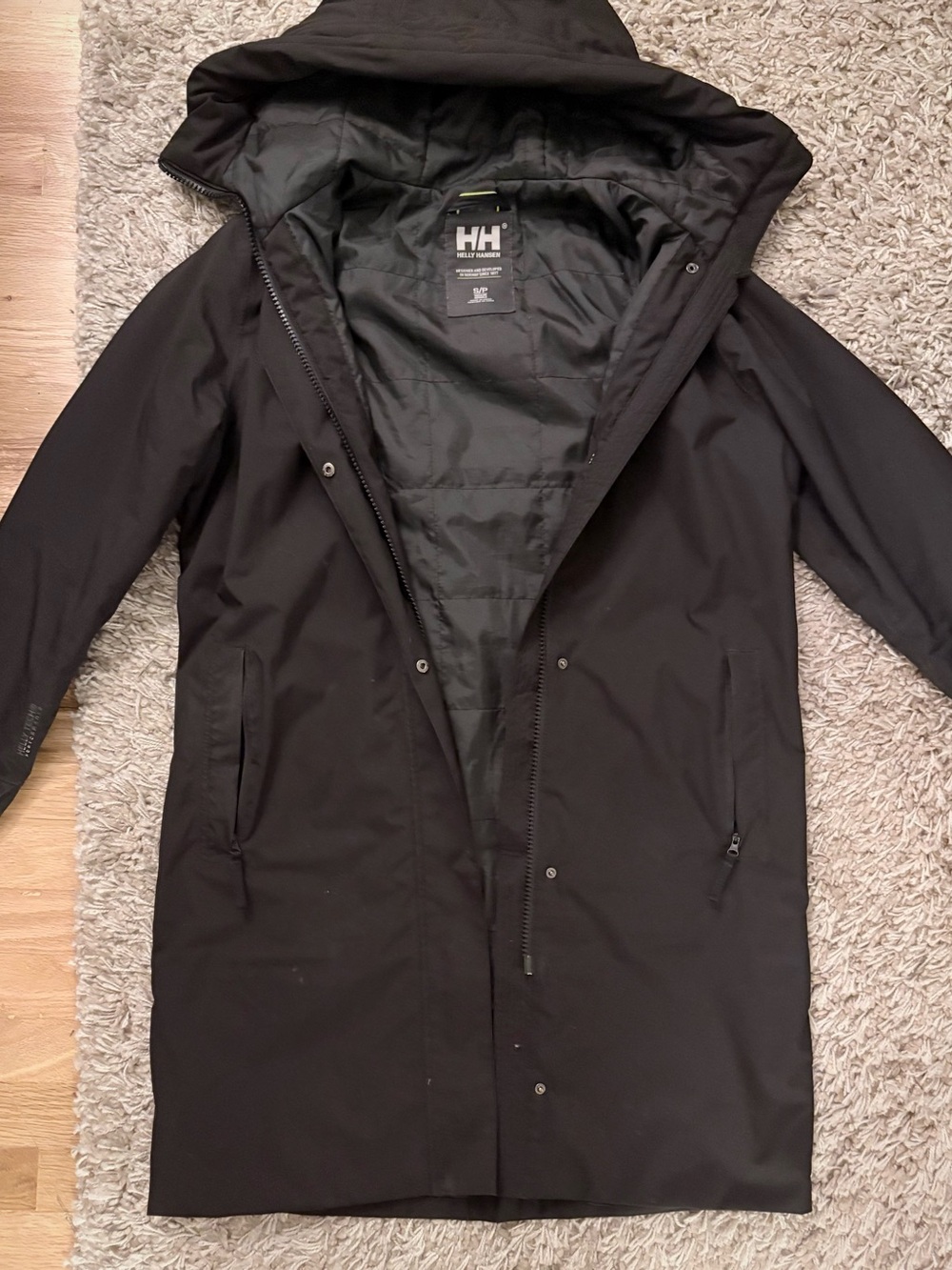 Helly Hansen Black Hooded Long Raincoat